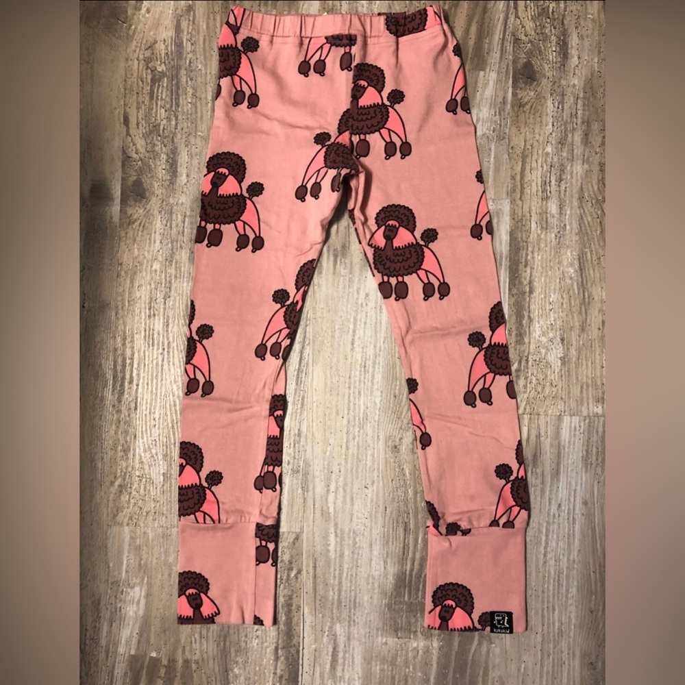 Girls' Pink Poodle Print Stretch Leggings 9/10